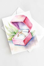 Load image into Gallery viewer, She Said Yes Engagement Card Watercolor Ring Box Congratulations Bridal Shower
