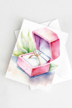 Load image into Gallery viewer, She Said Yes Engagement Card Watercolor Ring Box Congratulations Bridal Shower
