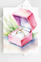 Load image into Gallery viewer, She Said Yes Engagement Card Watercolor Ring Box Congratulations Bridal Shower
