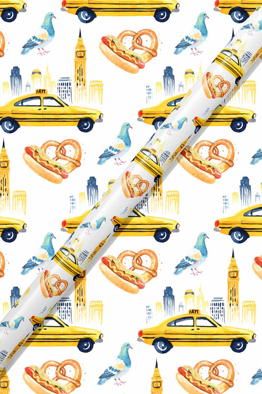 NYC Delights: Watercolor Wrapping Paper Sheets with Iconic Landmarks Set of 5