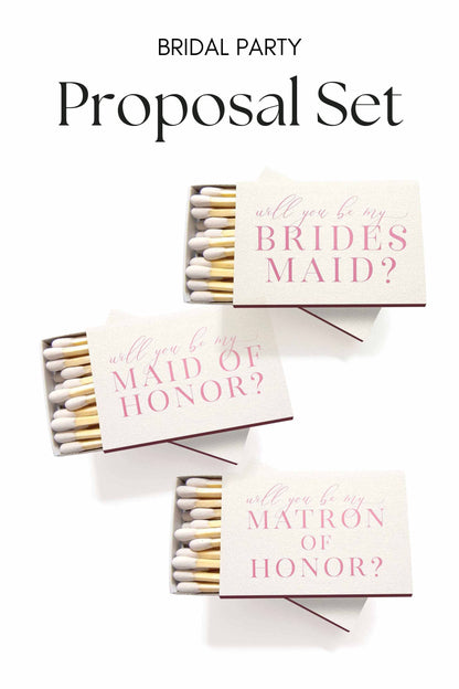 Bridal Party Proposal Matchbox Set – Elegant Bridesmaid & Maid of Honor Gift