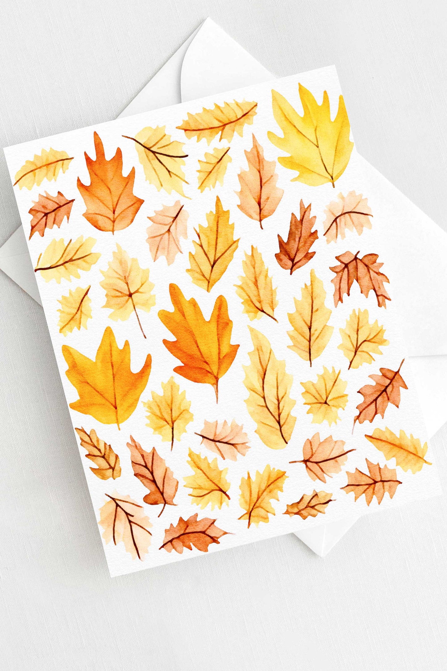 Autumn Leaves Fall Halloween Card Watercolor Holiday H032 - Wholesale