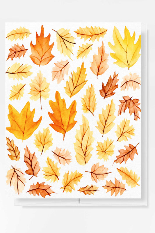 Autumn Leaves Fall Halloween Card Watercolor Holiday H032 - Wholesale