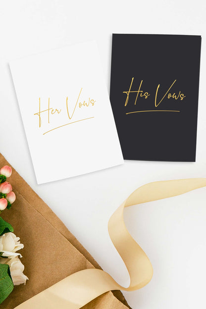 Vow Books - His and Hers Vow Books Set - White and Black with Gold Foil - Tea and Becky