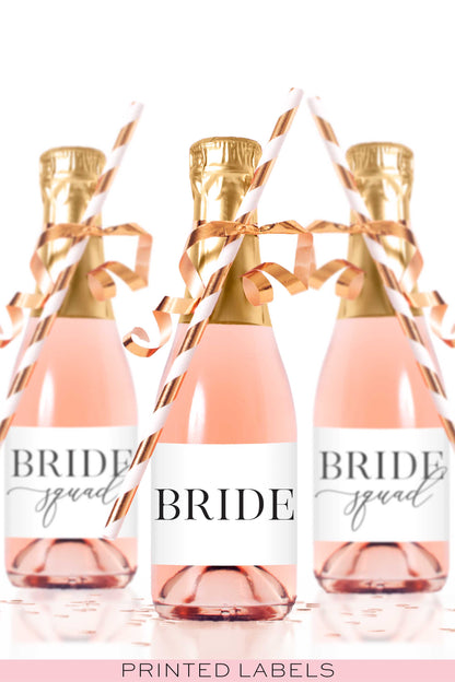 Bride Squad Mini Champagne Bottle Labels - Tea and Becky