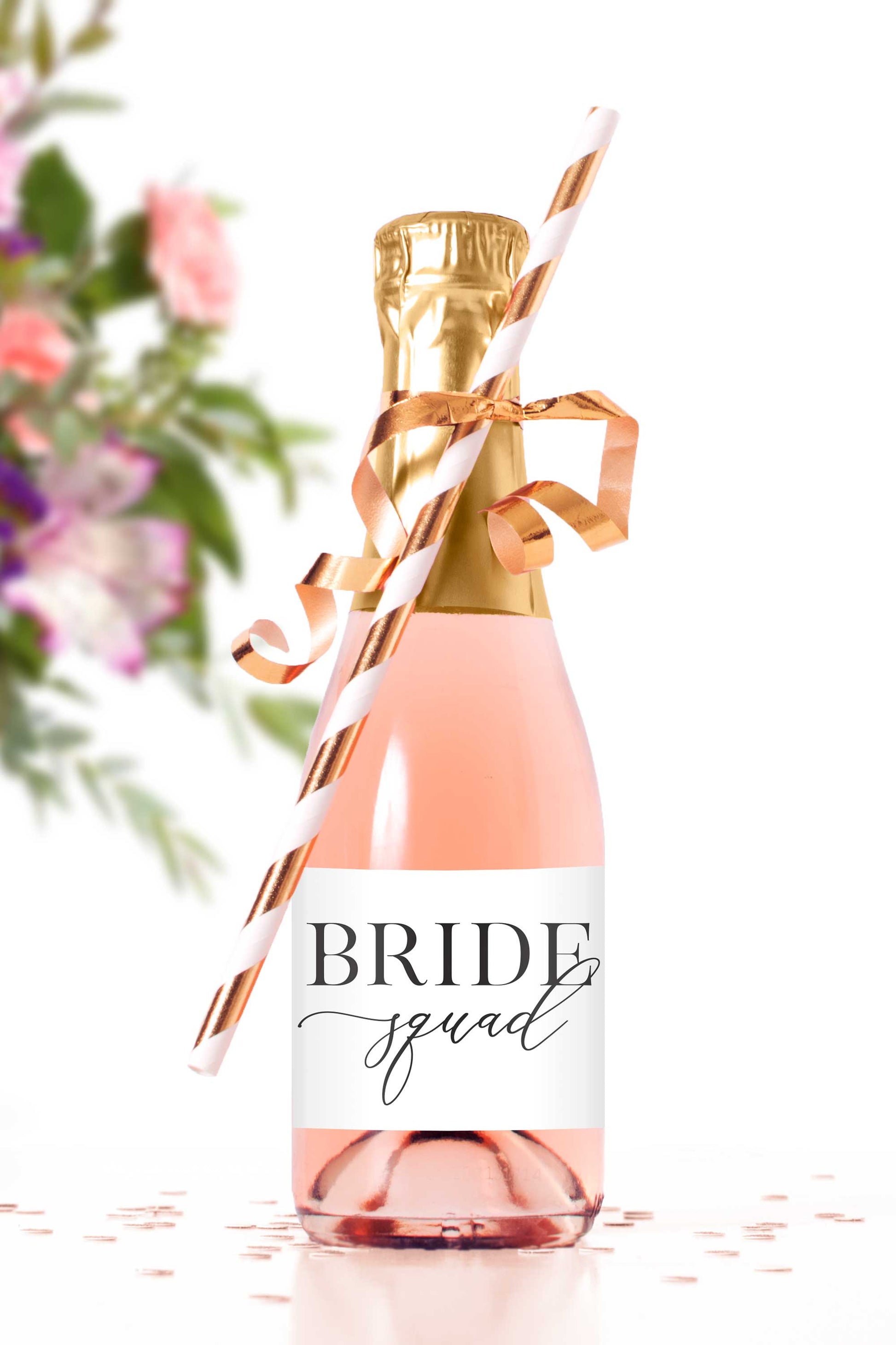 Bride Squad Mini Champagne Bottle Labels - Tea and Becky