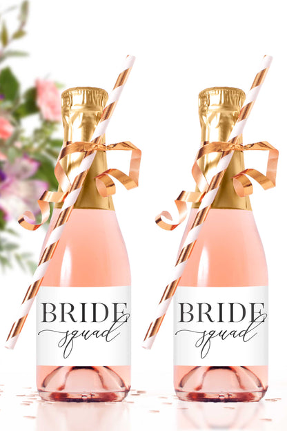 Bride Squad Mini Champagne Bottle Labels - Tea and Becky