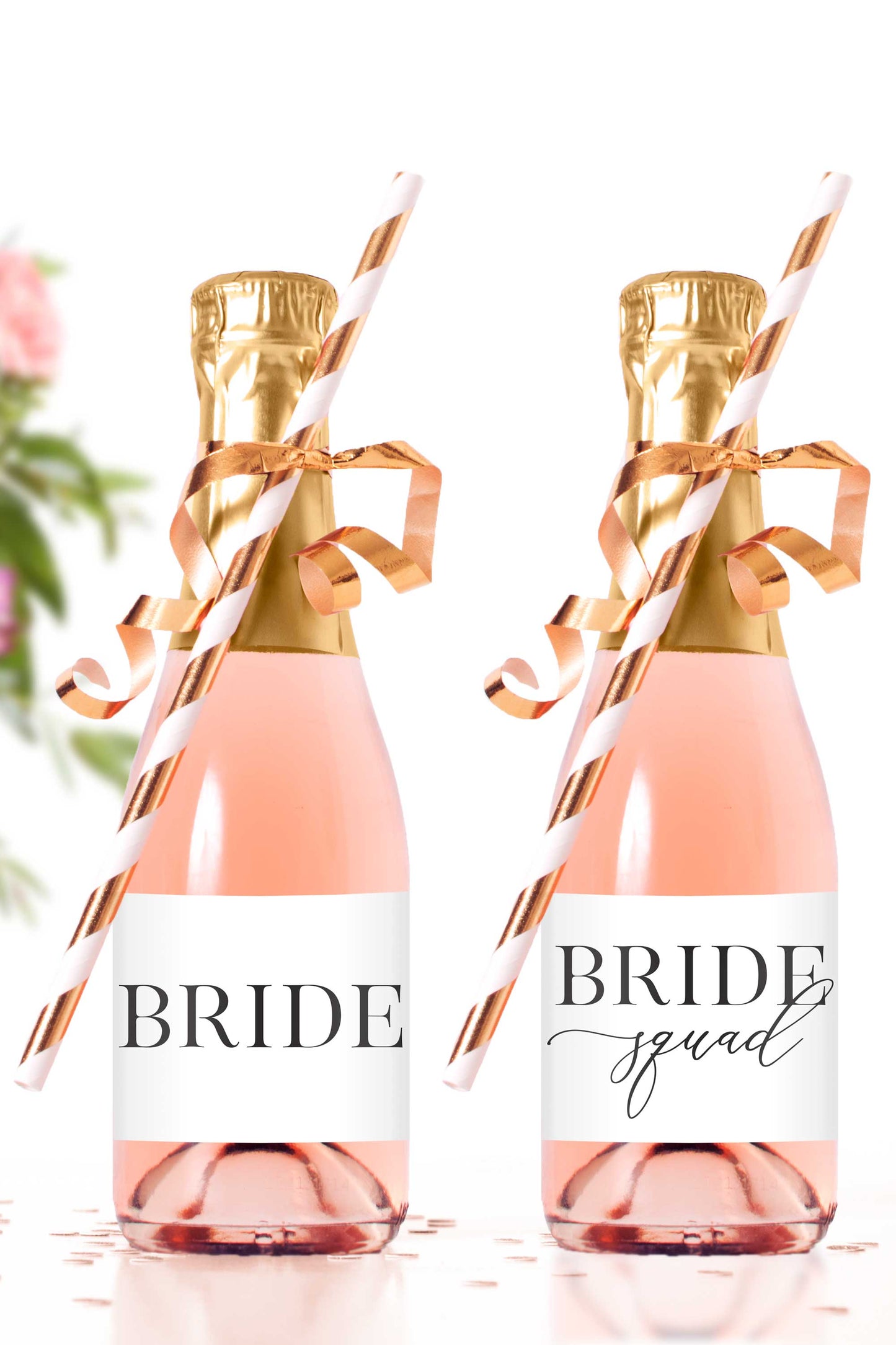 Bride Squad Mini Champagne Bottle Labels - Tea and Becky