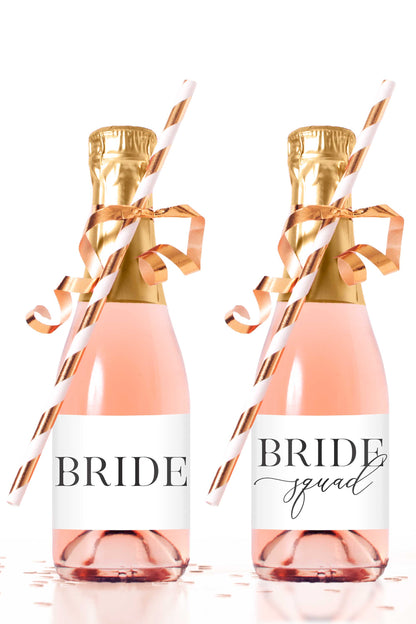 Bride Squad Mini Champagne Bottle Labels - Tea and Becky