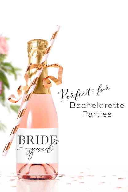 Bride Squad Mini Champagne Bottle Labels - Tea and Becky