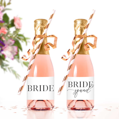 Bride Squad Mini Champagne Bottle Labels - Tea and Becky