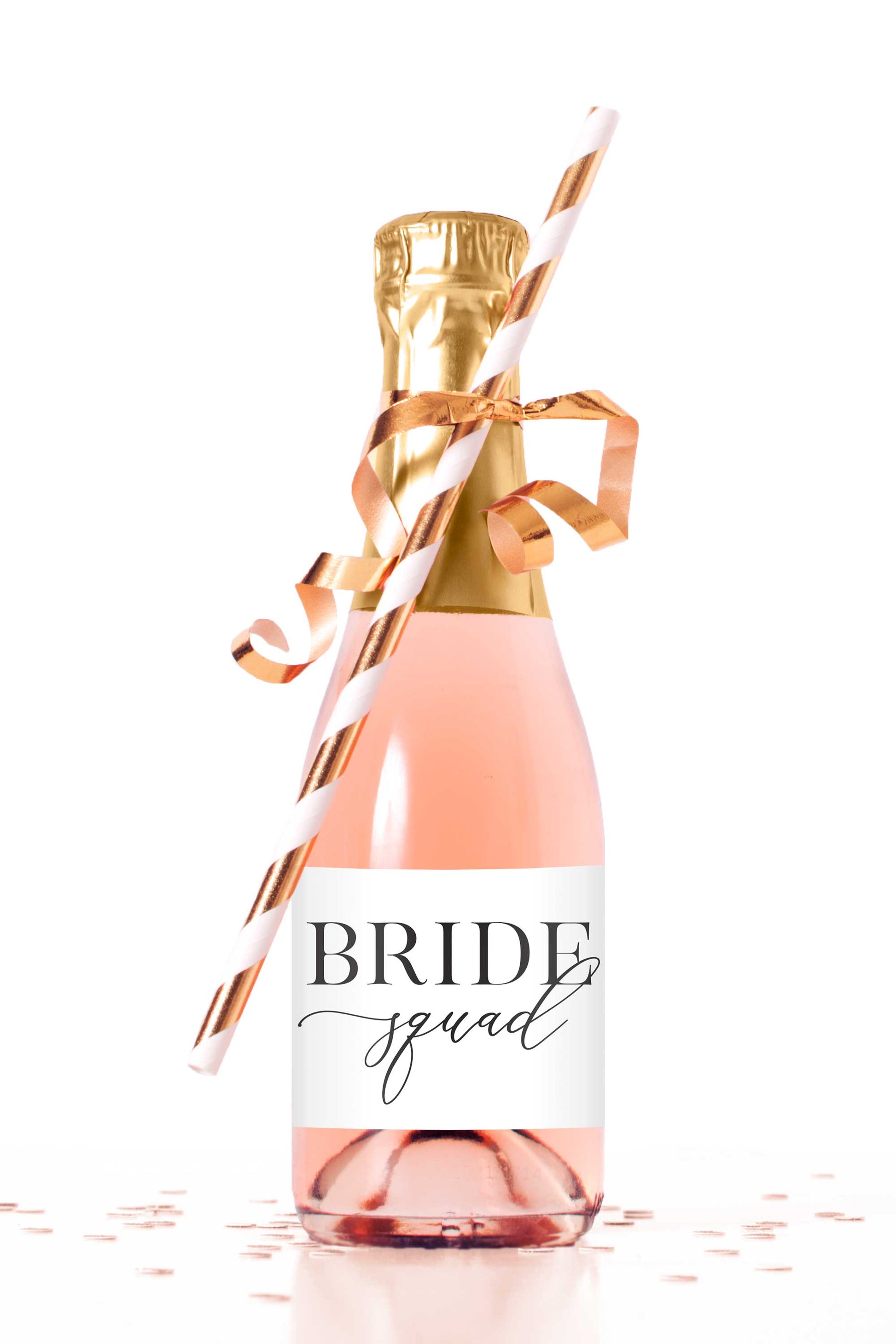 Bride Squad Mini Champagne Bottle Labels - Tea and Becky