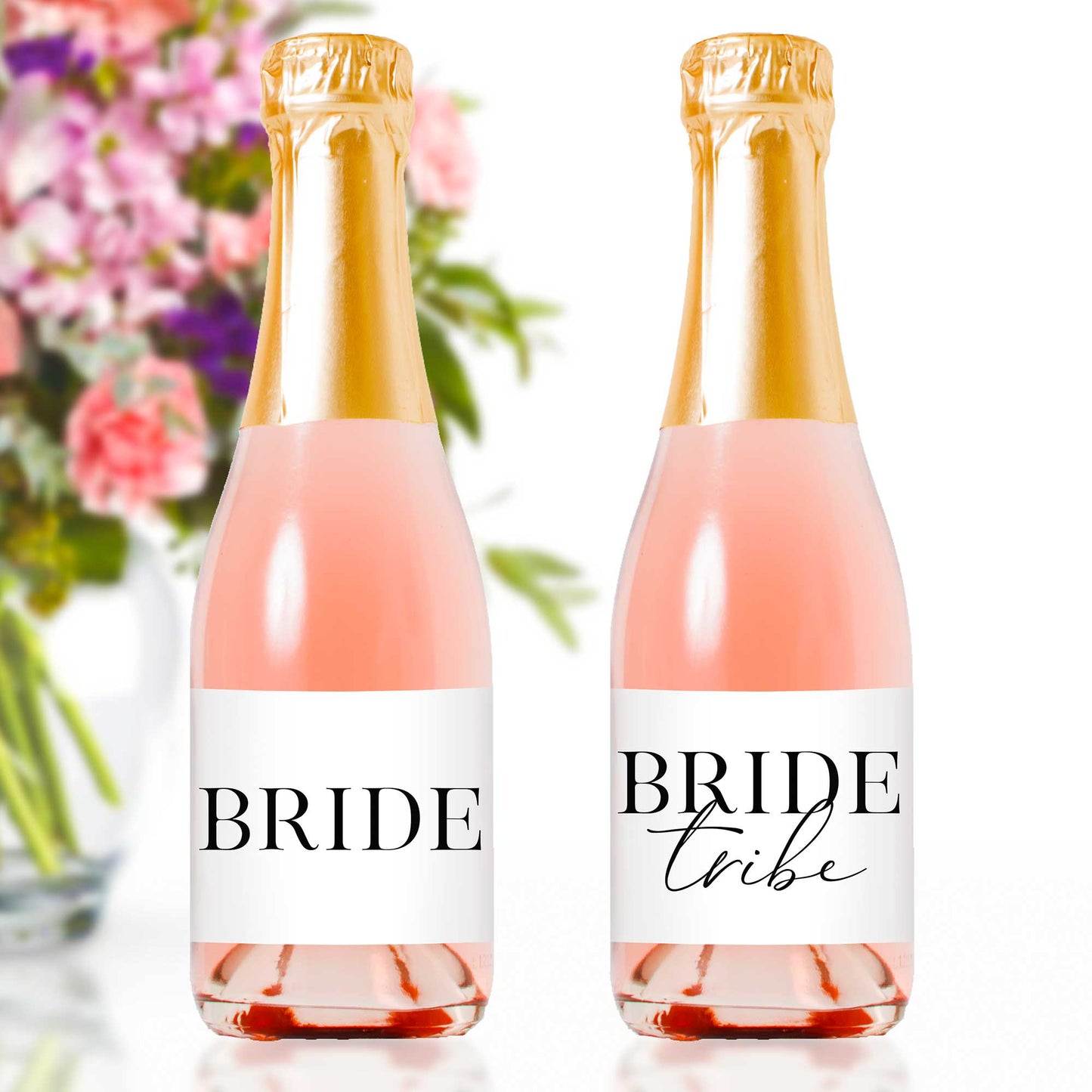 Bride Tribe Mini Champagne Bottle Labels - Tea and Becky