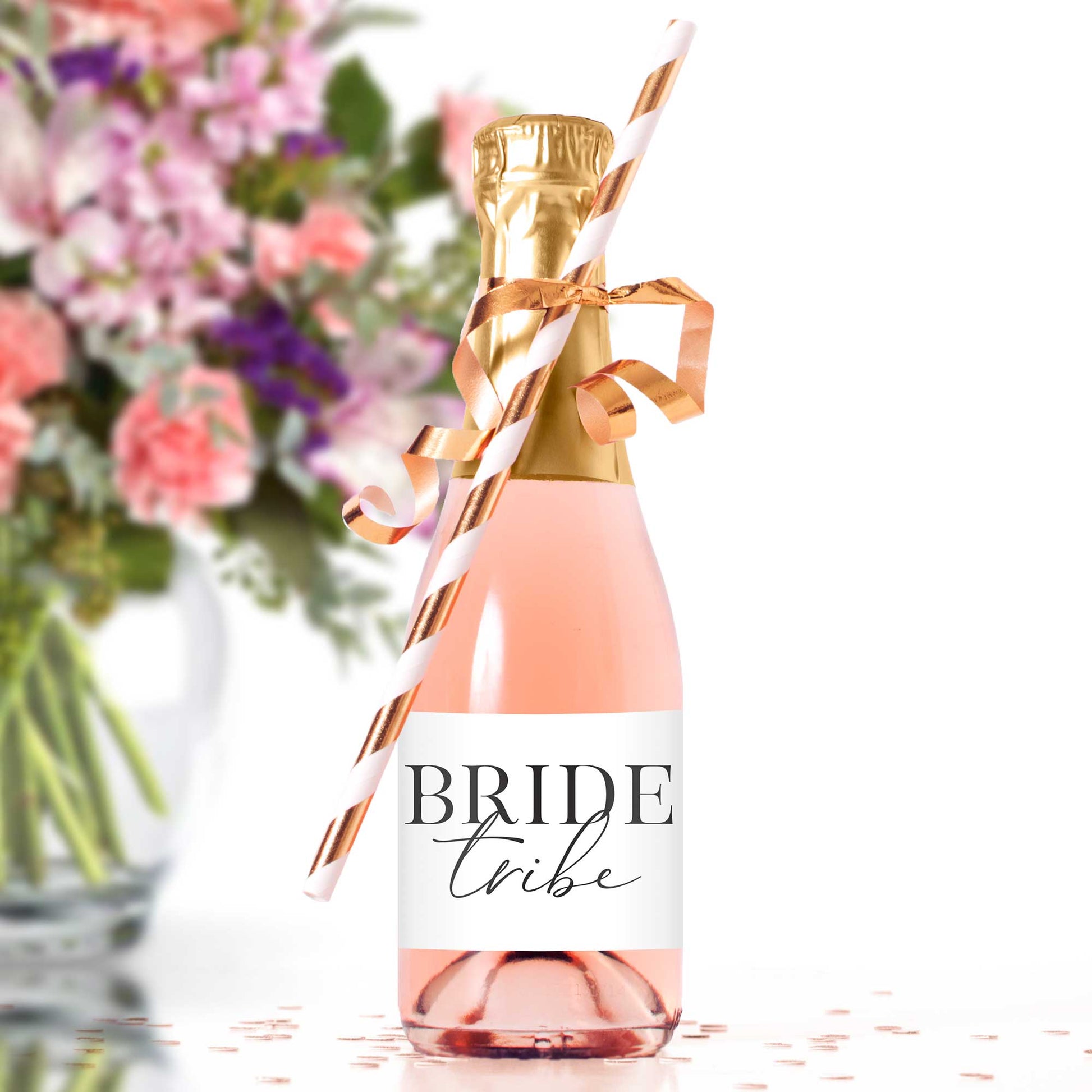 Bride Tribe Mini Champagne Bottle Labels - Tea and Becky