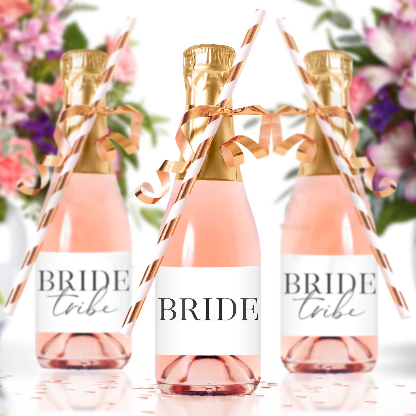 Bride Tribe Mini Champagne Bottle Labels - Tea and Becky