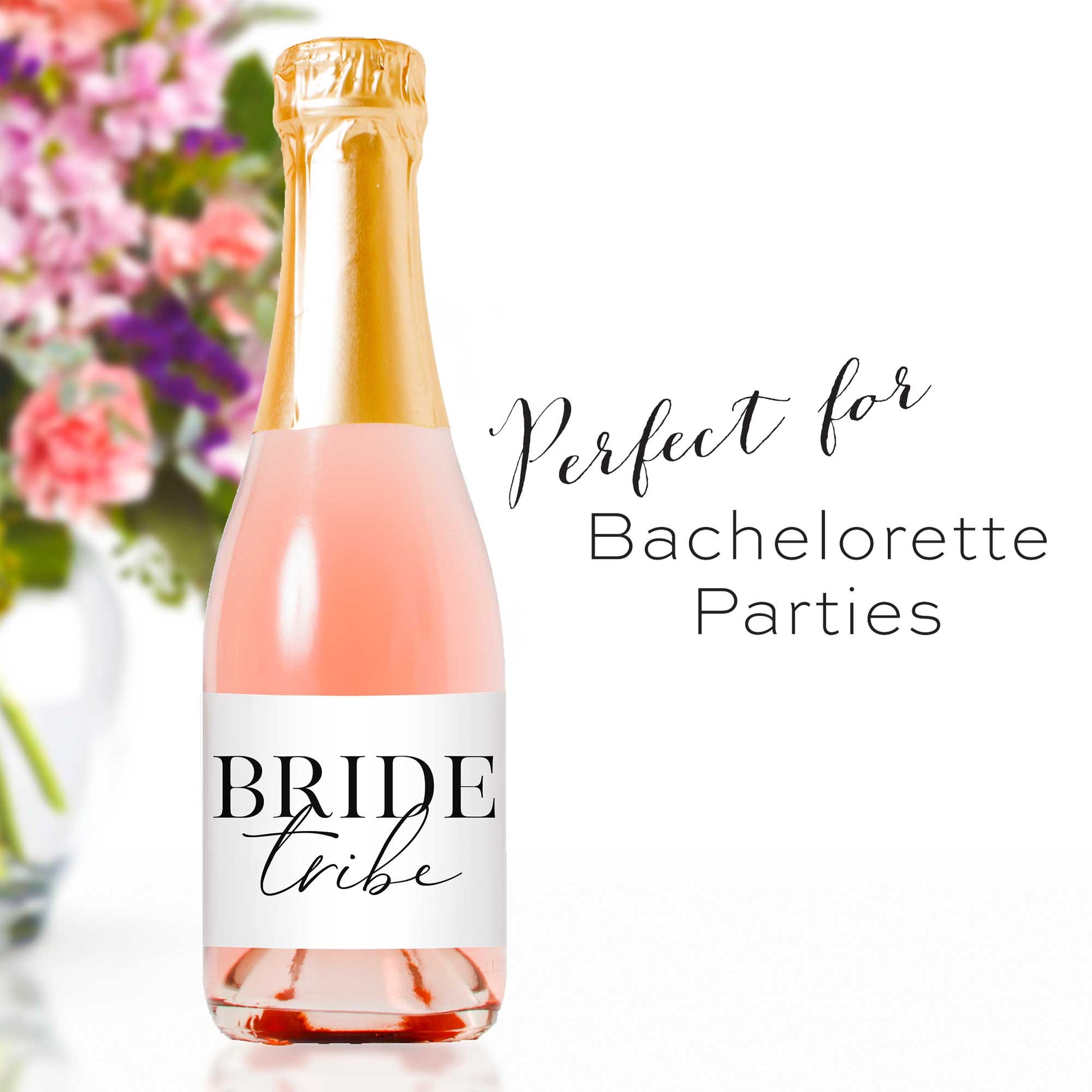 Bride Tribe Mini Champagne Bottle Labels - Tea and Becky