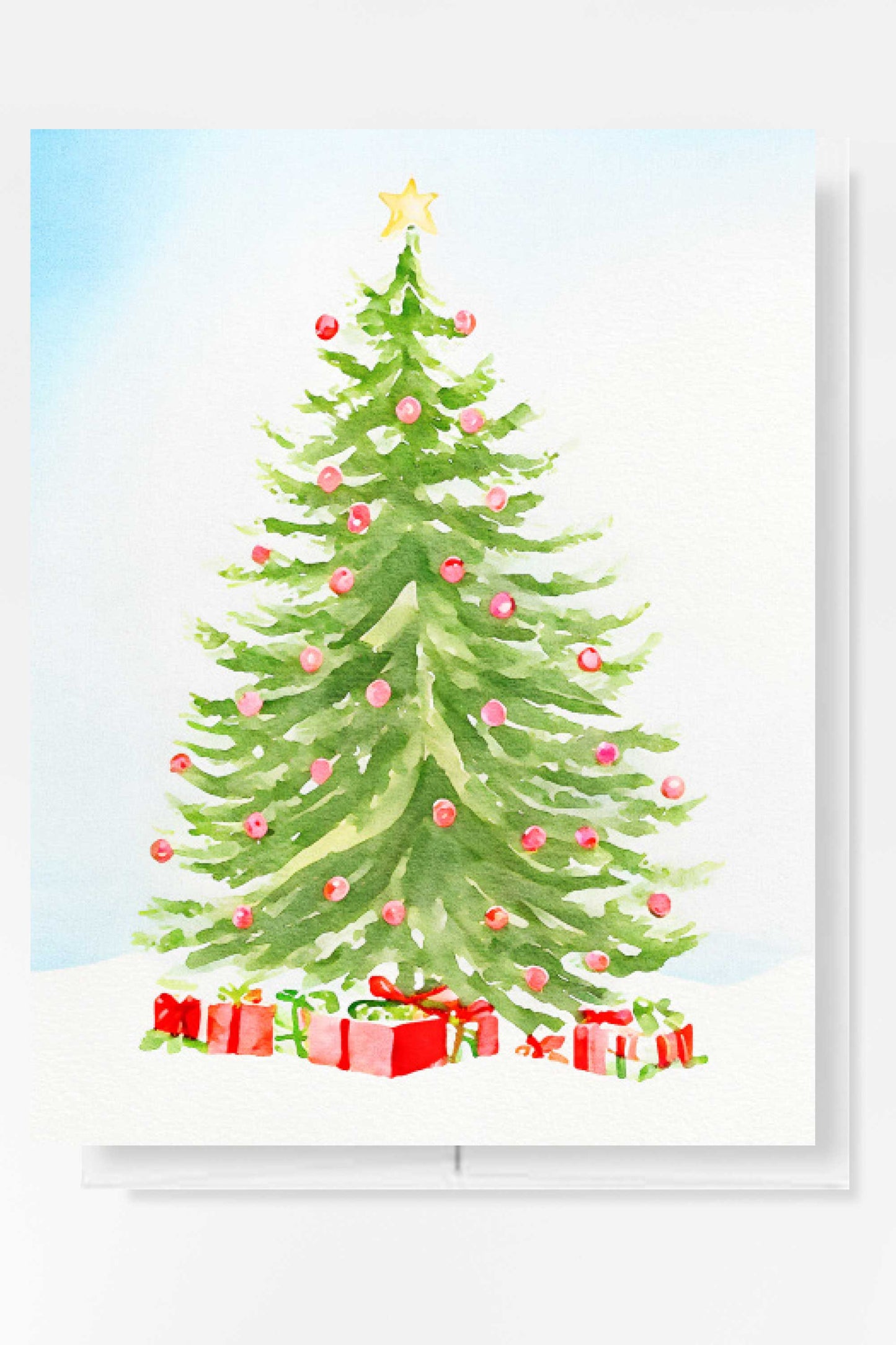 Christmas Tree Card Watercolor Holiday H026 - Wholesale