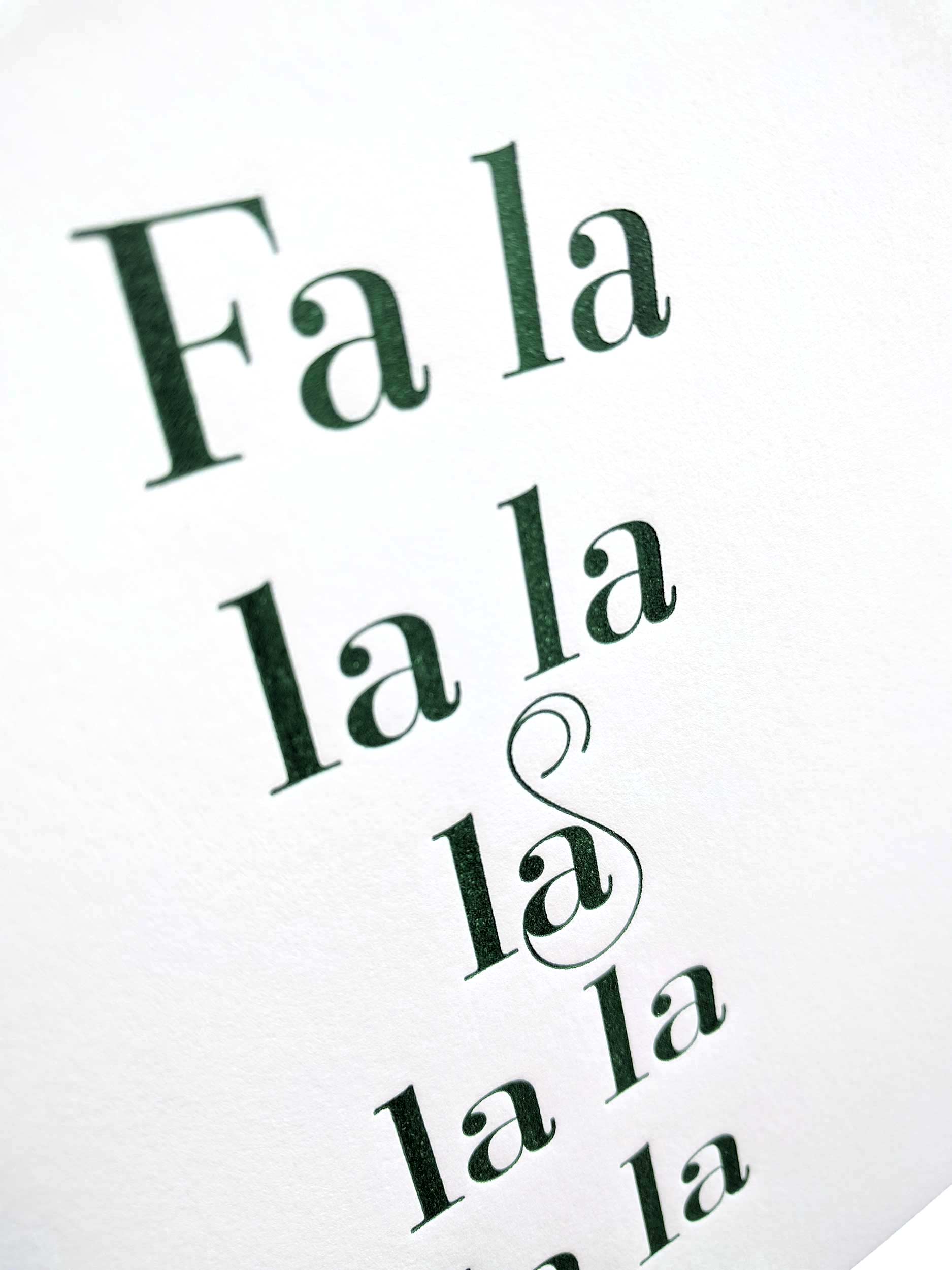 Fa La La Letterpress Christmas Card - Tea and Becky