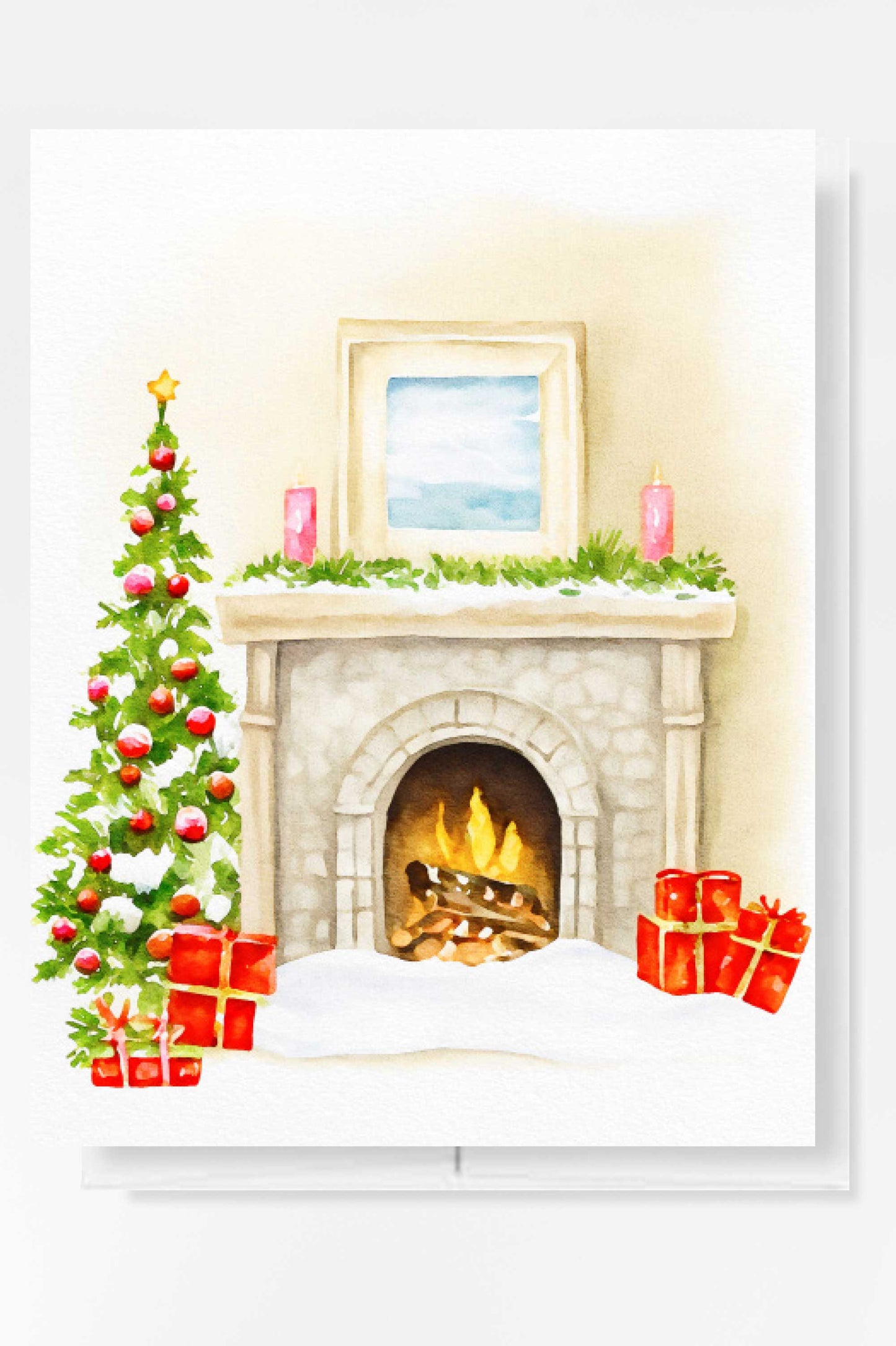 Fireplace Christmas Card Holiday Gift H037 - Wholesale