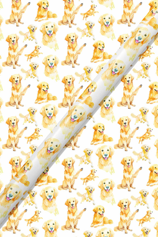 Golden Retriever Wrapping Paper Sheets Dog Pet Gift Wrap Set of 5