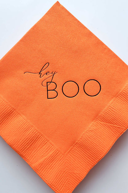 Hey Boo Halloween Cocktail Napkins Orange - Wholesale