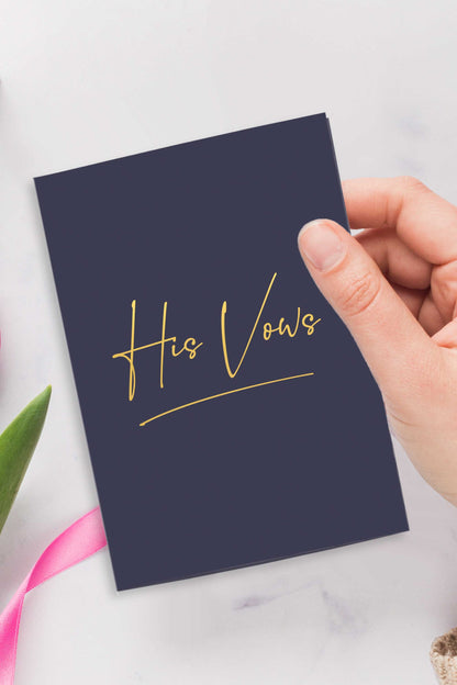 His and Hers Vow Books Set - White and Navy with Gold Foil - Tea and Becky