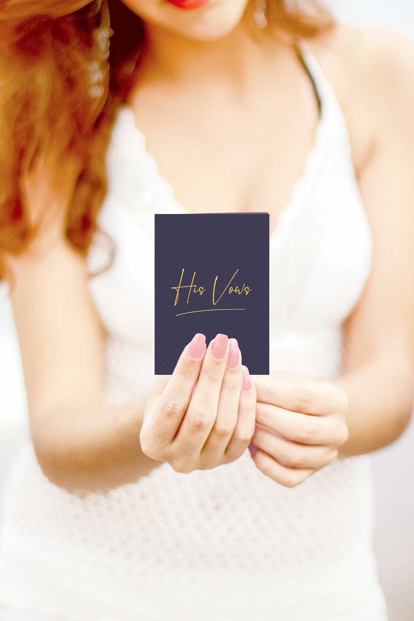 His and Hers Vow Books Set - White and Navy with Gold Foil - Tea and Becky