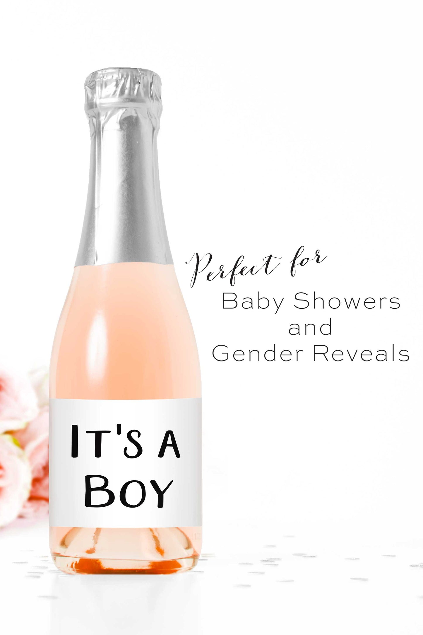 It's a Boy Mini Champagne Bottle Labels for Baby Shower - Tea and Becky