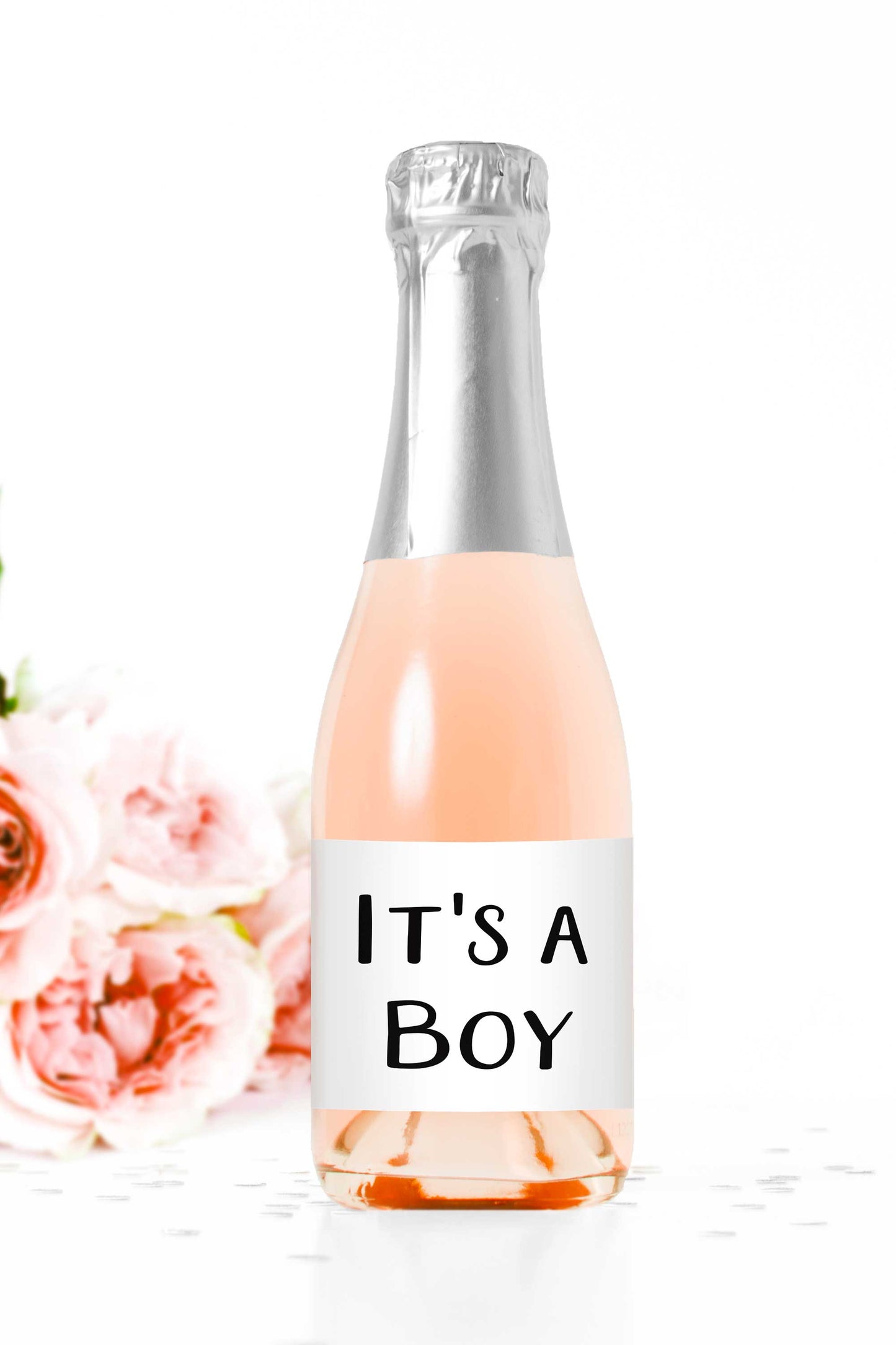 It's a Boy Mini Champagne Bottle Labels for Baby Shower - Tea and Becky