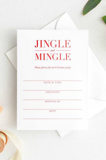 Jingle and Mingle Fill-In Christmas Party Invitations - Wholesale