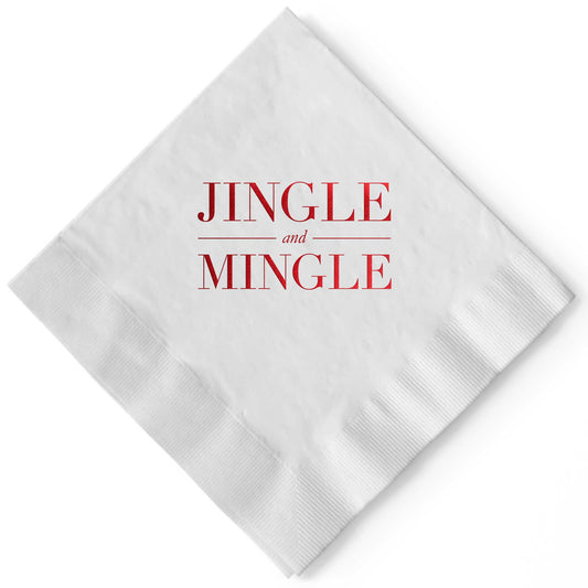 Jingle and Mingle White and Red Cocktail Napkins Christmas - Wholesale