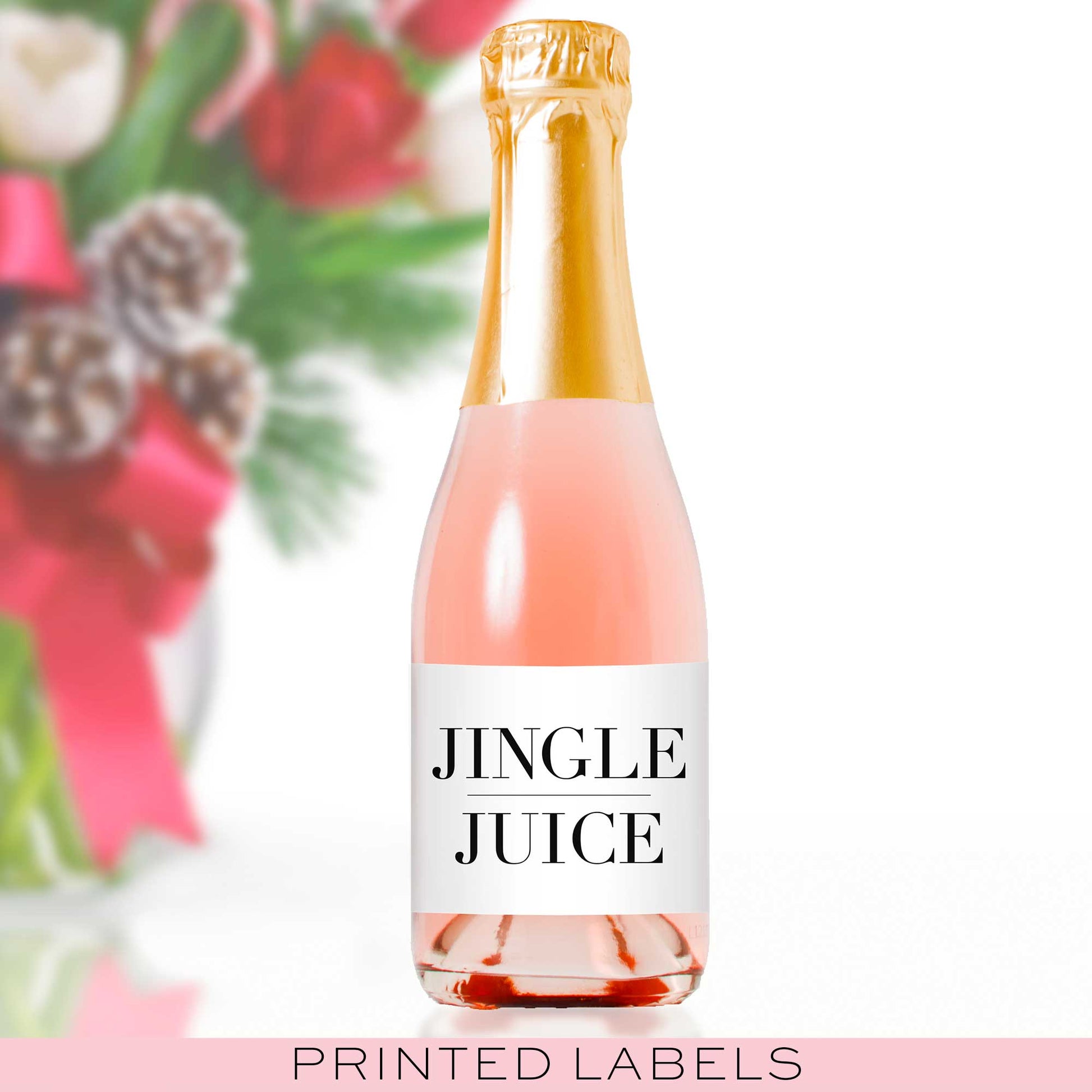 Jingle Juice Mini Champagne Bottle Labels - Tea and Becky