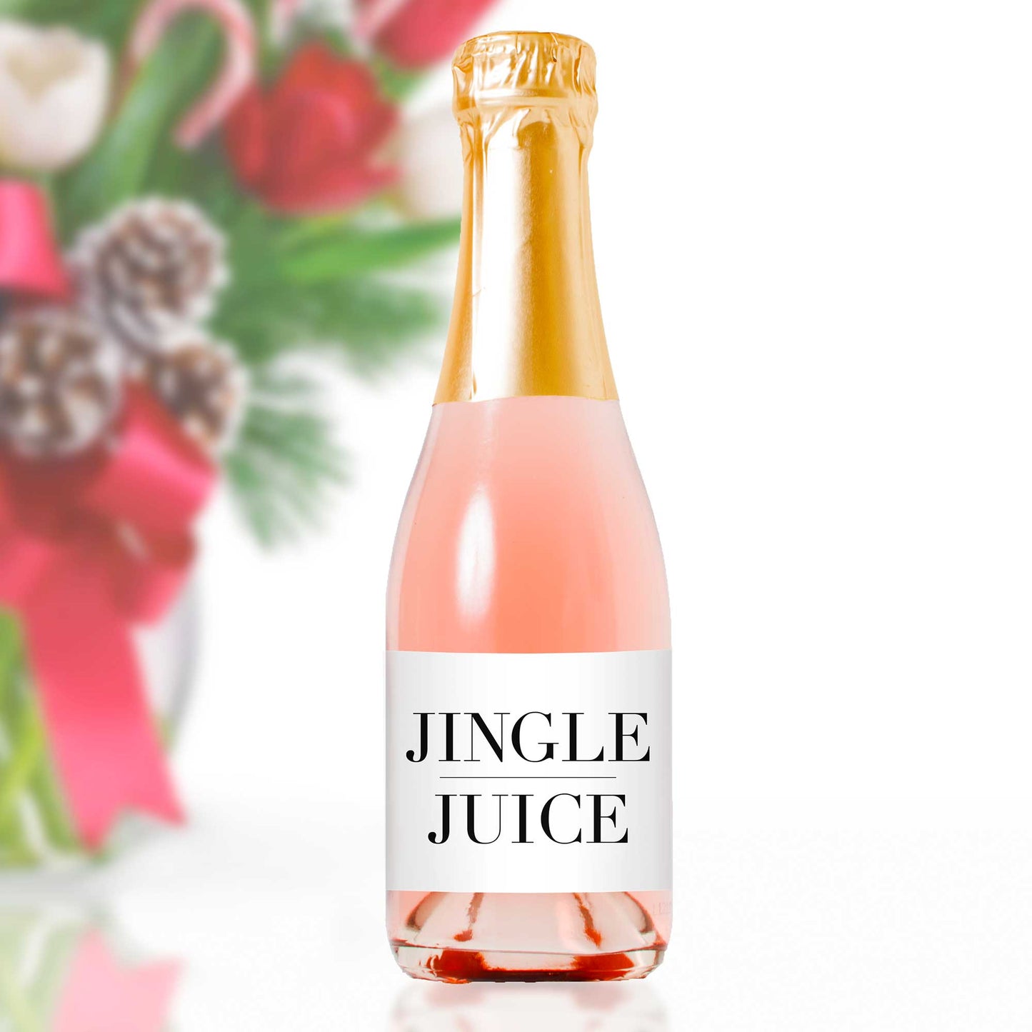 Jingle Juice Mini Champagne Bottle Labels - Tea and Becky