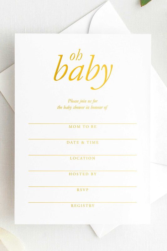 Oh Baby Shower Fill-In Invitations Foil - Wholesale