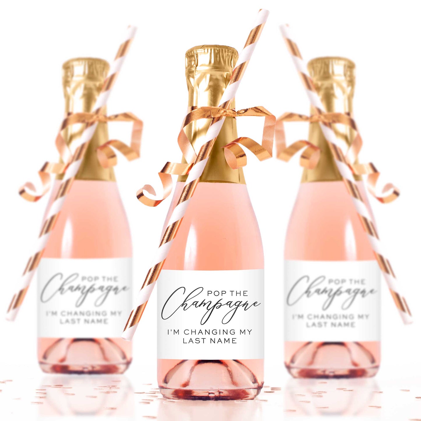 Pop the Champagne I'm Changing My Last Name Mini Champagne Bottle Labels - Tea and Becky