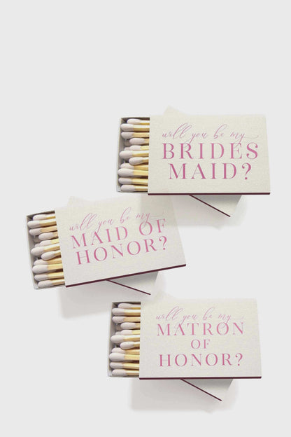 Bridal Party Proposal Matchbox Set – Bridesmaid, Maid & Matron of Honor Gift – Will You Be My Bridesmaid?