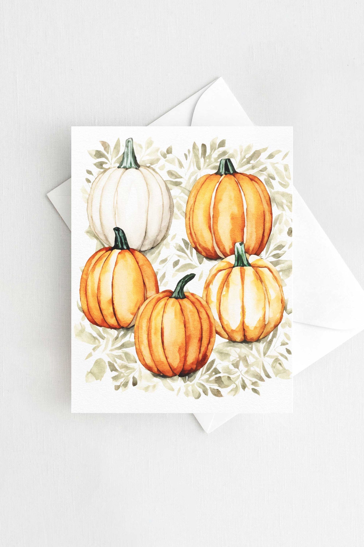 Pumpkin Patch Autumn Fall Halloween Card Watercolor Holiday H033 - Wholesale