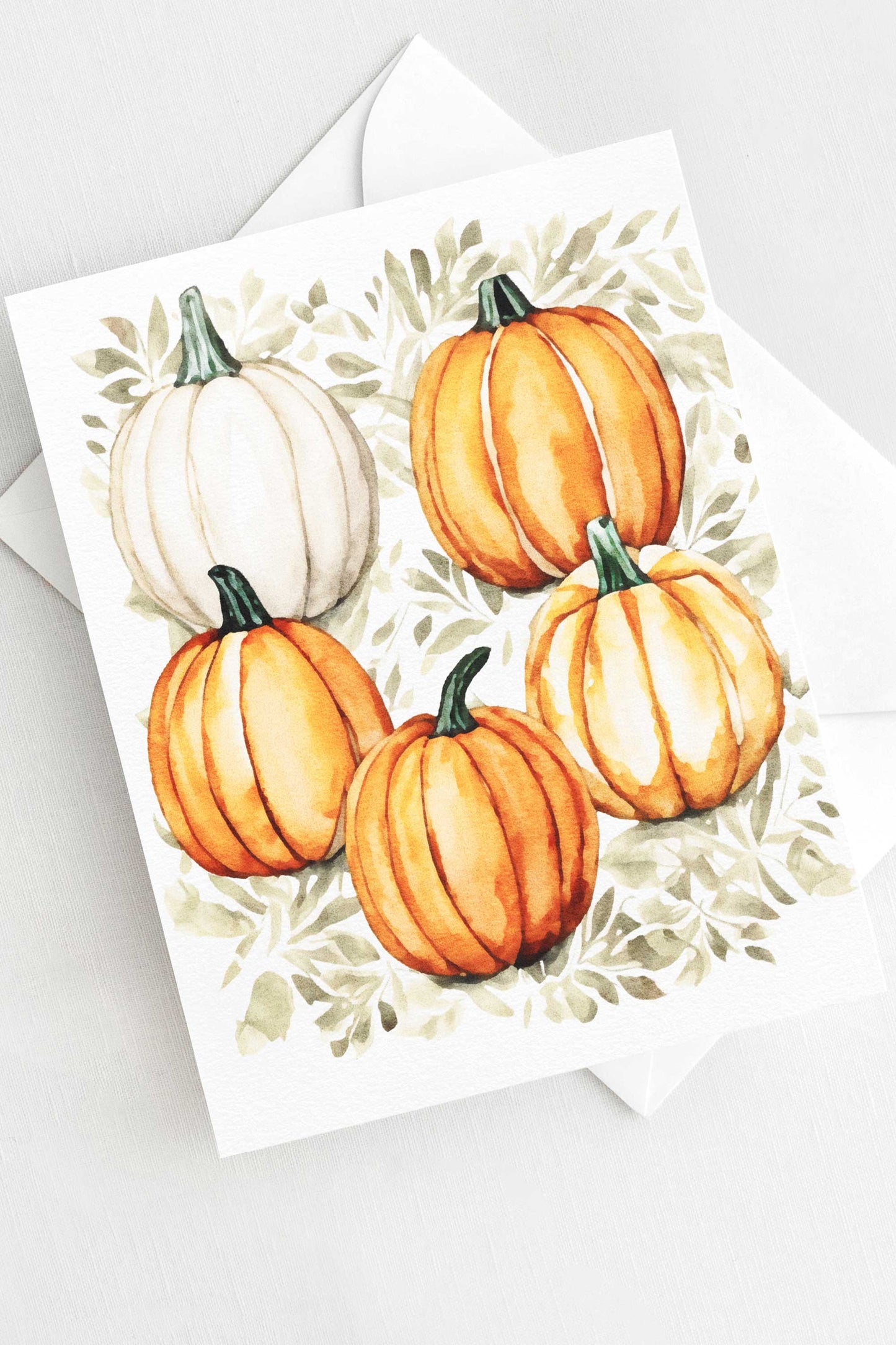 Pumpkin Patch Autumn Fall Halloween Card Watercolor Holiday H033 - Wholesale