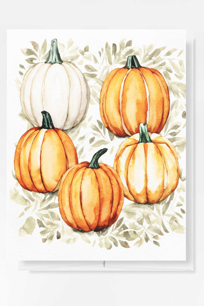 Pumpkin Patch Autumn Fall Halloween Card Watercolor Holiday H033 - Wholesale