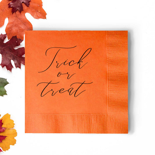 Trick or Treat Halloween Cocktail Napkins Orange