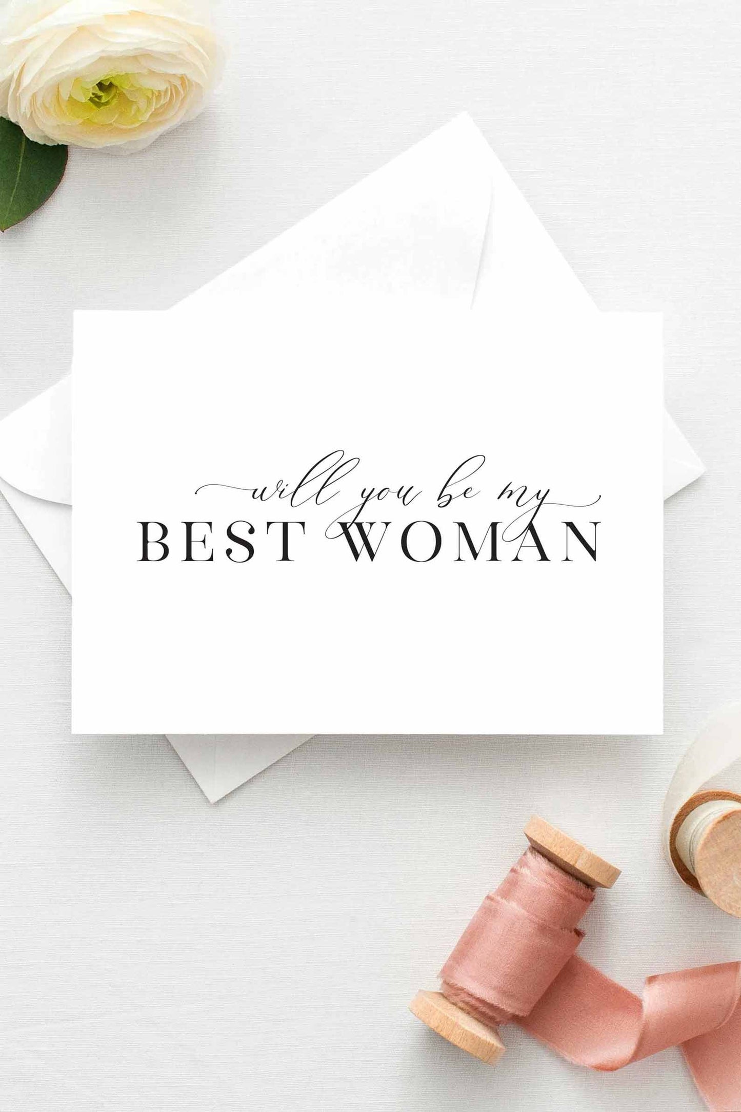 Will You Be My Best Woman? Proposal Card – Elegant Bridal Party Invitation