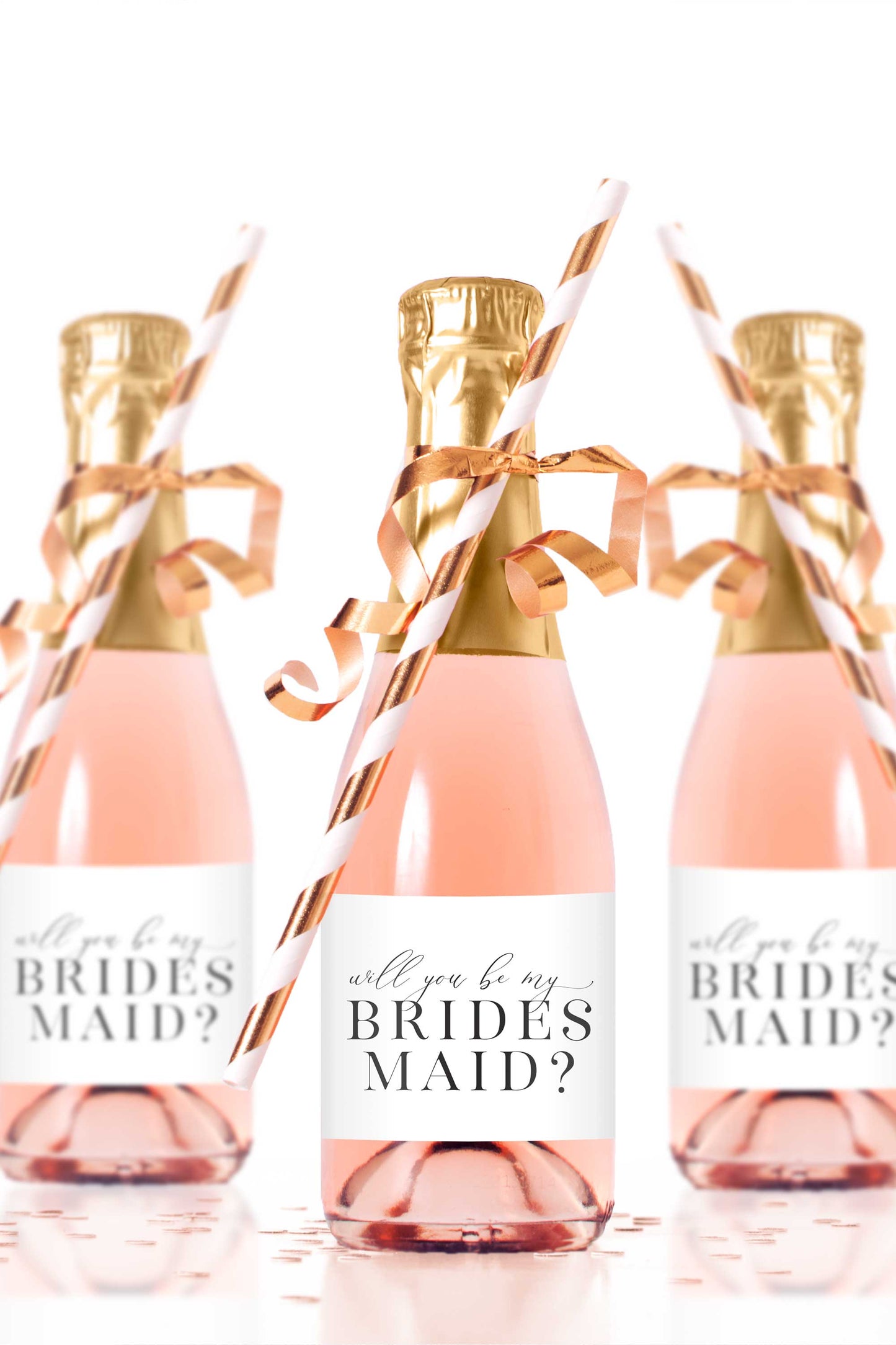 Will You Be My Bridesmaid Mini Champagne Bottle Labels - Tea and Becky