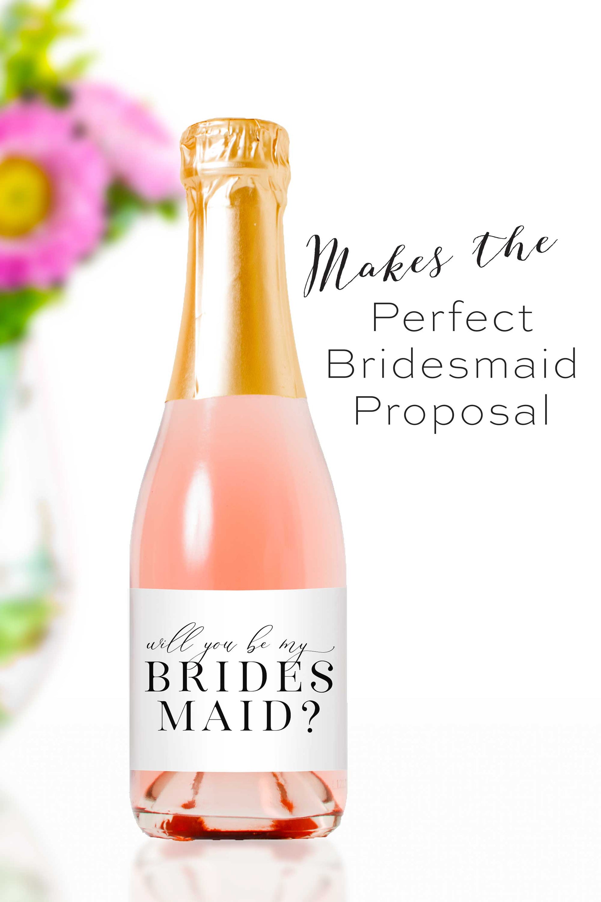 Will You Be My Bridesmaid Mini Champagne Bottle Labels - Tea and Becky