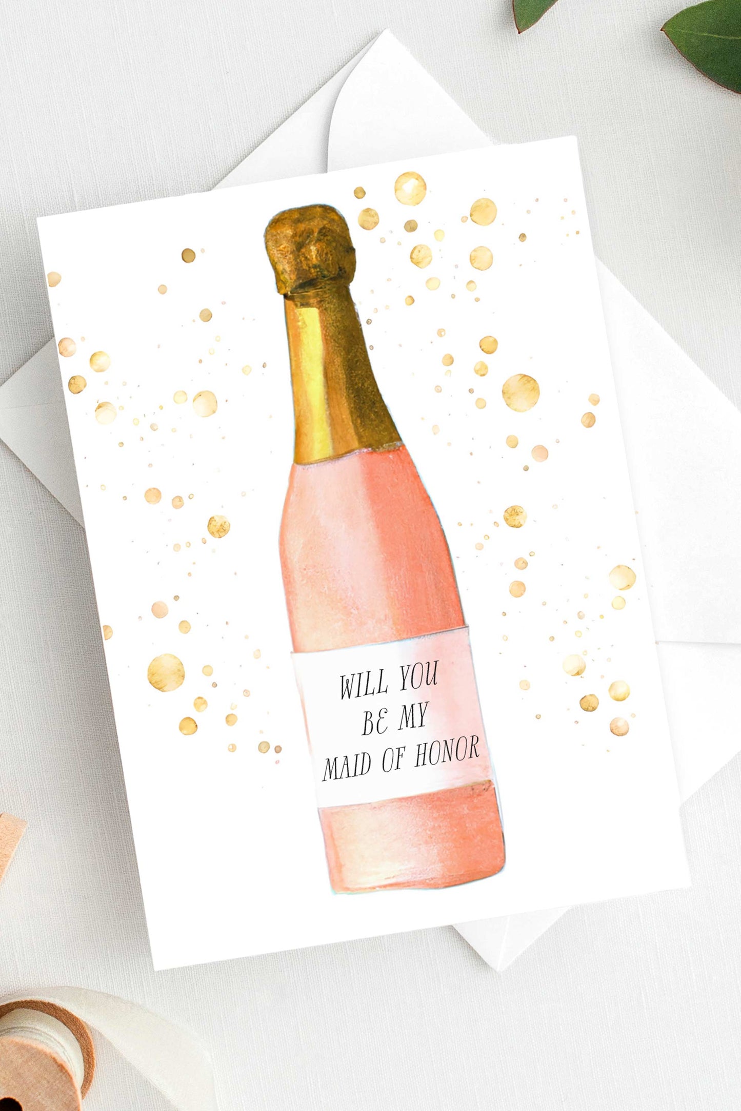 Will You Be My Maid of Honor Card Proposal Champagne Card