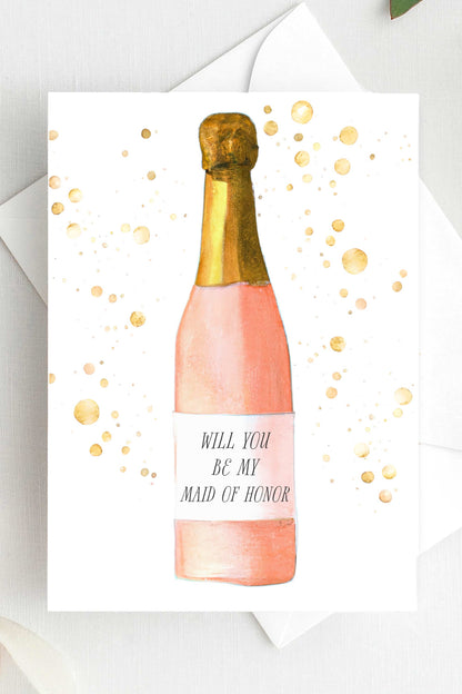 Will You Be My Maid of Honor Card Proposal Champagne Card