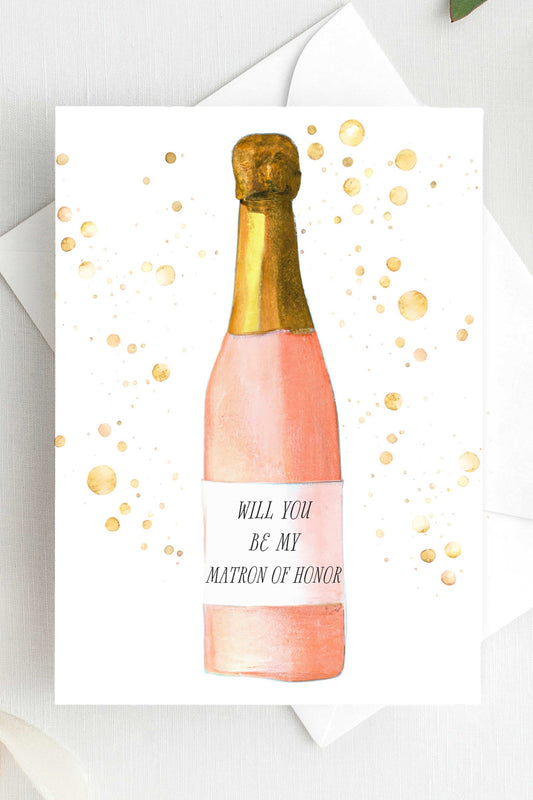 Will You Be My Matron of Honor Card Proposal Champagne Card