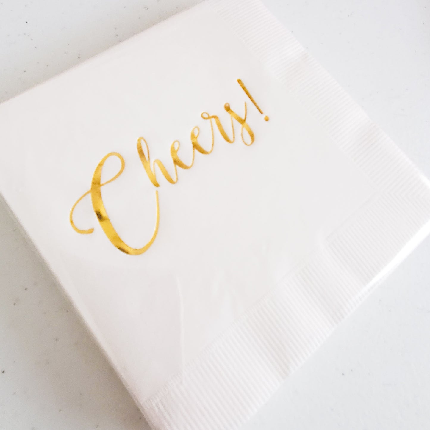 Cheers Napkins White and Gold - Set of 20