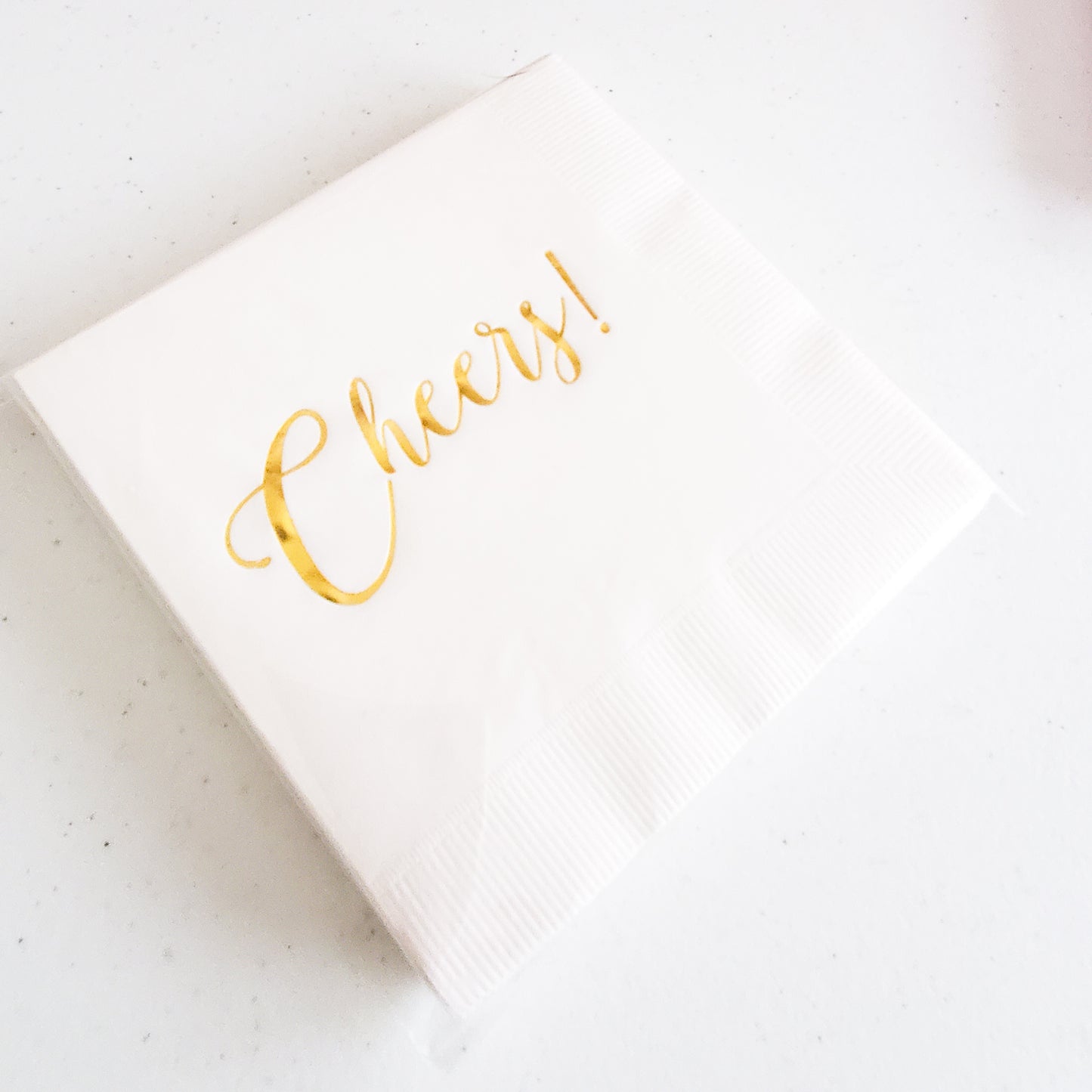 Cheers Napkins White and Gold - Set of 20