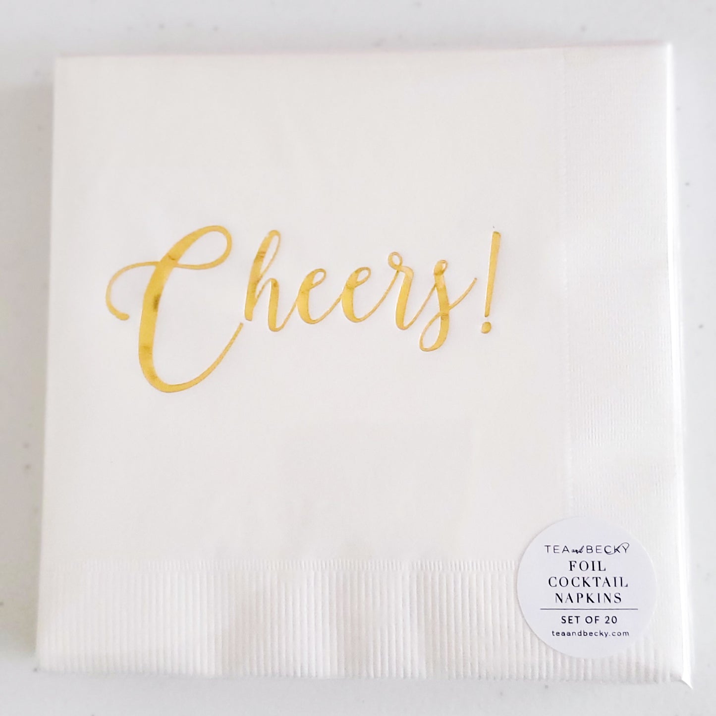 Cheers Napkins White and Gold - Set of 20