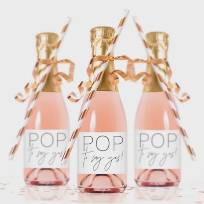 Pop to Say Yes Labels for Mini Champagne Bottles